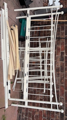 White iron single bed - white,